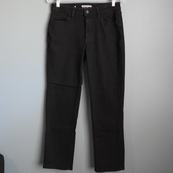 Sonoma Black Straight Leg Jeans Size 8 Petite - Picture 2 of 9